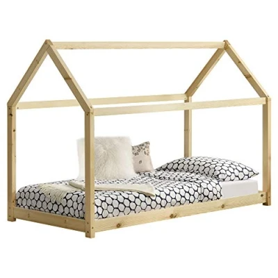 Afbeelding van Kinderbed Netstal houten bed huisbed 80x160 cm houtkleurig
