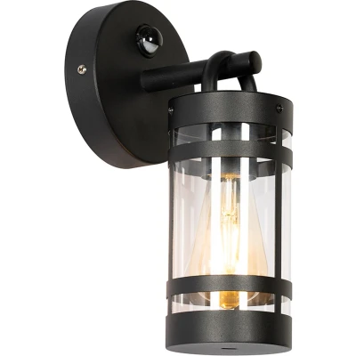 Afbeelding van QAZQA Buiten wandlamp zwart IP44 met bewegingssensor Ruben