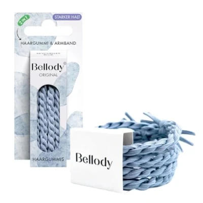 Afbeelding van Bellody® Original Haarelastiekjes, stijlvol gevlochten haarelastiekjes met sterke grip, verpakking 4 stuks, blauw (Seychelles Blue)