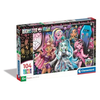 Afbeelding van Clementoni Monster High Supercolor 104 stukjes, kinderen 6 jaar, ontwikkelt observatievaardigheden, logica en handwerk, puzzelcartoons, gemaakt in Italië, 25782, meerkleurig