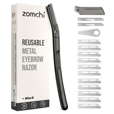 Afbeelding van ZOMCHI Dermaplaning gereedschap voor het gezicht met 11 navulmesjes, Dermaplane scheerapparaat dames en heren, precisie siliconen coating, wenkbrauwscheerapparaat, gezichtsscheerapparaat, mat