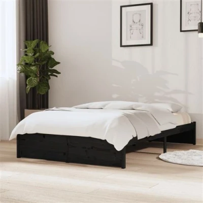 Afbeelding van Bedframe massief hout zwart 120x190 cm 4FT Small Double