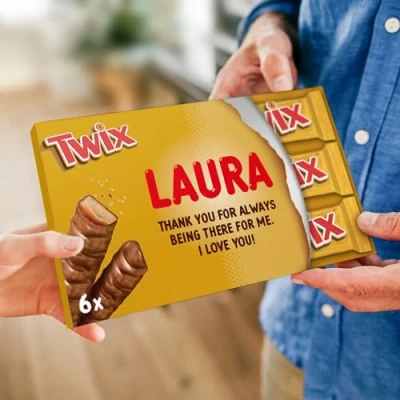 Afbeelding van Twix Gepersonaliseerde chocoladereep personaliseer je gigantische melkchocolade geschenkdoos, het cadeau voor vrouwen, mannen (300 gram)