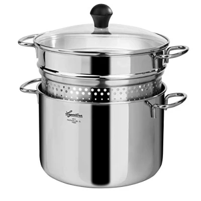 Afbeelding van Lagostina Pastaiola Pastakookpan, roestvrij staal 18/10, voor alle warmtebronnen behalve inductie, inhoud 5 liter, diameter 22 cm, zilver