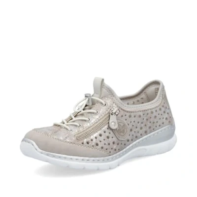 Afbeelding van Rieker Halbschuhe Sportieve veterschoenen, Dames, Maat: 36, Metallic Hoogwaardig imitatieleer