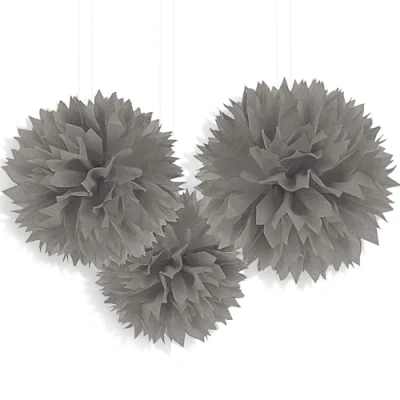 Afbeelding van Amscan Pompoms Feestdecoratie 40,6 Cm 3 Stuks Zilver