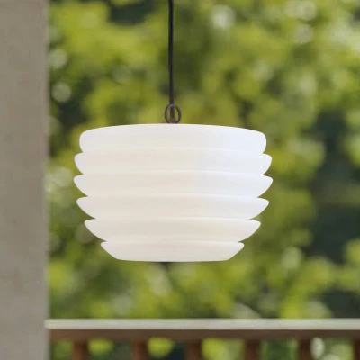 Afbeelding van Lindby Hanglampen buiten 1licht kunststof, metaal H: 24 cm E27 wit, zwart