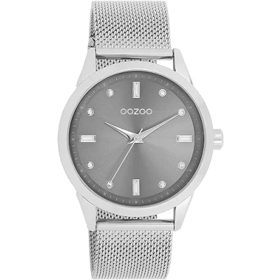 Afbeelding van OOZOO Timepieces zilverkleurige horloge met metalen mesh armband C11281