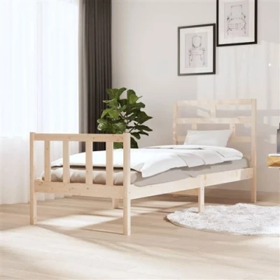 Afbeelding van Bedframe massief grenenhout zwart 75x190 cm Small Single