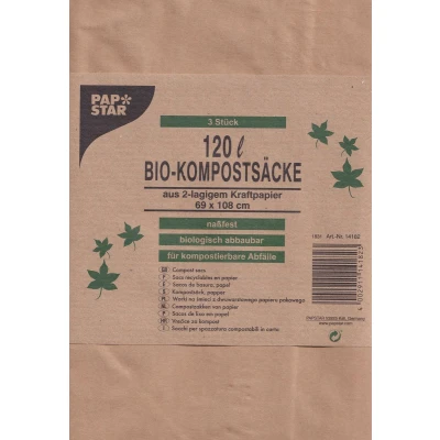 Afbeelding van Bio Compost Afvalzak 120 L bruin kraftpapier 3 stuks