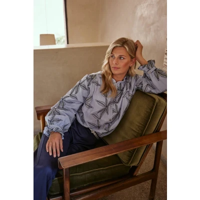 Afbeelding van Nukus Jenna Blouse Embroidery S / Licht blauw