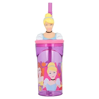 Afbeelding van Drinkfles voor meisjes Waterfles 360ml Met 3D Prinses Paars
