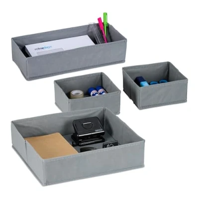 Afbeelding van Relaxdays lade organizer vlies 4 delige set opvouwbaar verdeler stof bureau