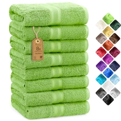 Afbeelding van NatureMark 8 handdoeken, 100% katoen, appelgroen, 50 x 100 cm