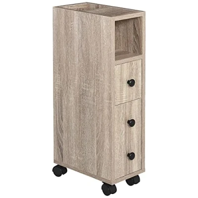 Afbeelding van kleankin toiletpapierhouder kast voor toiletpapier 3 niveaus + papieruitgang in licht eiken look