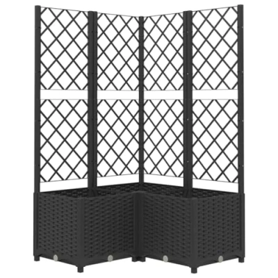 Afbeelding van vidaXL Plantenbak met latwerk, zwart, 80 x 136 cm, PP