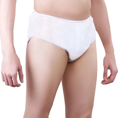 Afbeelding van One Wear PolyPro slip voor heren, wegwerp, super zacht (wit, 5 stuks) ziekenhuiskleding. Wegwerpslip reizen. noodgevallen. Wegwerpondergoed spa, bescherming, massage,