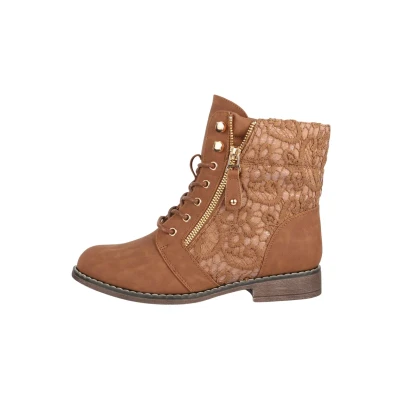 Afbeelding van Elara Herbst Veterboots, Dames, Maat: 41, Camel Kunststof
