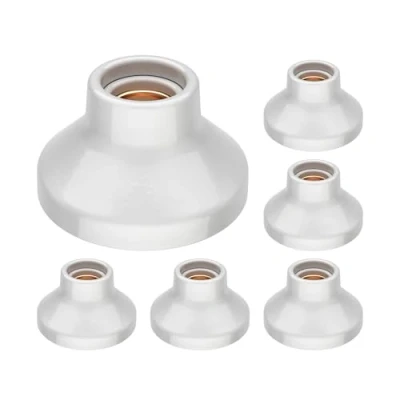 Afbeelding van ledscom.de 6 stuks ELEKTRA plafondlamp/lampfitting, porselein, glanzend wit, 1 x E27 max. 300 W