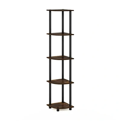Afbeelding van Furinno Turn N Tube Multifunctioneel hoekrek met 5 niveaus, grenen amber/zwart
