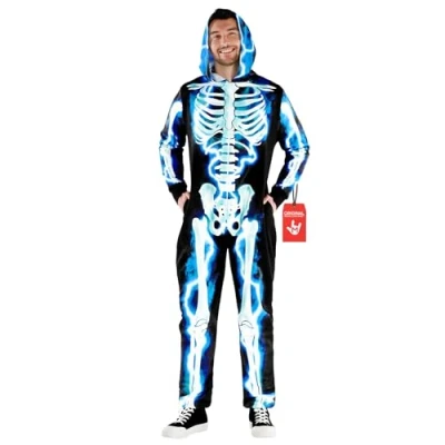 Afbeelding van Morph Elektrisch skeletkostuum voor heren, volwassenen, Halloween skeletkostuums skeletpak heren