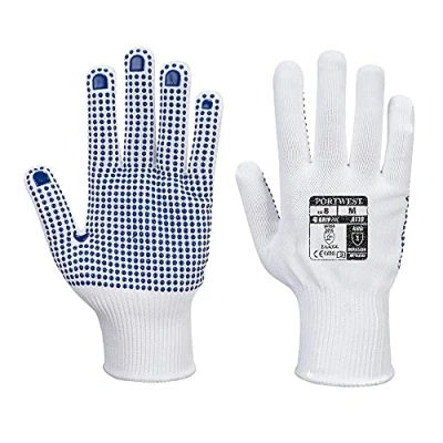 Afbeelding van Portwest A110WBRS handschoen, gestippeld, maat S, kleur: wit/blauw
