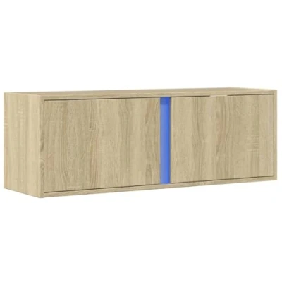 Image de vidaXL Meuble TV mural avec lumières LED chêne sonoma 100x31x35 cm852266