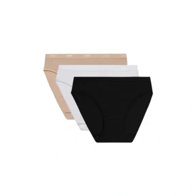 Afbeelding van Dim Les Pockets Ecodim damesslip, katoen, comfortabel, meerkleurig (wit/huid/zwart)
