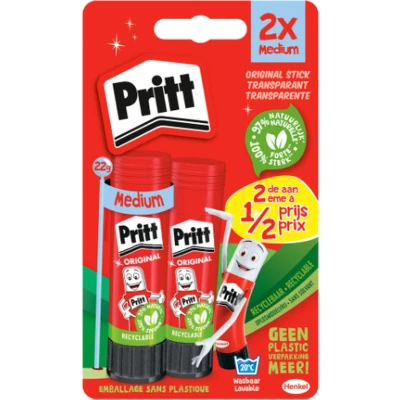 Afbeelding van Lijmstift Pritt 22gr op blister à 2 stuks