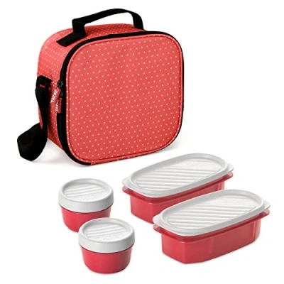 Afbeelding van Tatay Urban Food Koeltas Met 4 Luchtdichte Deksels, Stof, Rood, 22,5 x 10 22 Cm