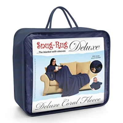 Afbeelding van Snug Rug Deluxe Navy Blauw Fleece deken Met Mouwen TV Plaid Warmte grand foulard bank