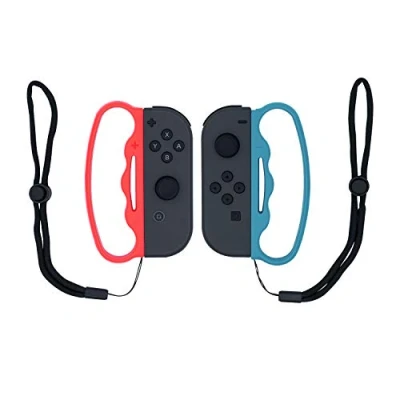 Afbeelding van Mcbazel Poignée de boxe avec dragonnes pour NS Switch/Switch OLED Joy Con Fitness Boxing Game Bleu Rouge