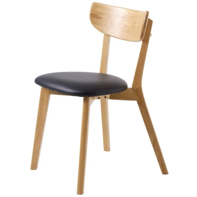 Afbeelding van Hygge Interiors Pero Eetkamerstoel Eiken / Zwart PU Leer