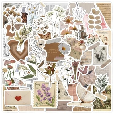 Afbeelding van 60 stuks vintage vinylstickers voor scrapbooking, laptop, waterfles (D)