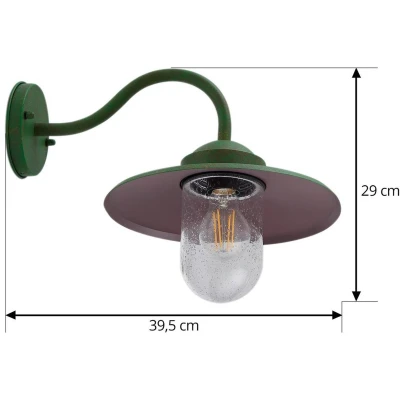 Afbeelding van Lindby buitenwandlamp Bilma, groen, aluminium, glas, 29 cm hoog