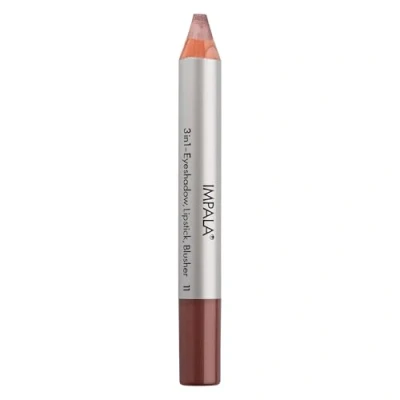 Afbeelding van Impala 3 in 1 jumbo potlood, kleur 11 roodbruin, metallic, oogschaduw, lippenstift en rouge, gladde langdurige textuur, intensieve kleuren