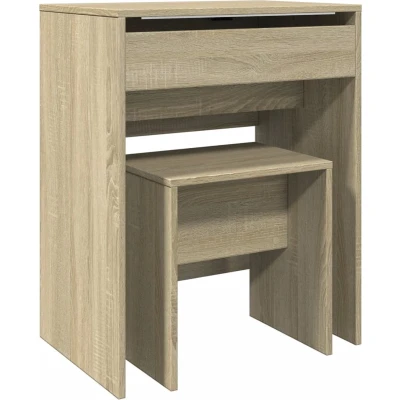Afbeelding van vidaXL Kaptafel met krukje 60x40x113,5 cm sonoma eikenkleurig