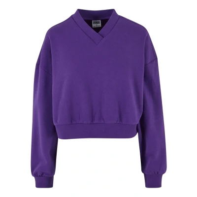 Afbeelding van Urban Classics Cropped Vneck Sweater, Dames, Maat: Medium, Realviolet