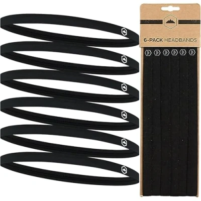 Afbeelding van Elastische dunne sporthoofdbanden atletische antislip skinny hoofdbanden voor vrouwen, mannen, jongens, meisjes en kinderen 6 stuks siliconen grip haarband mini zweetband blijft op zijn plaats,