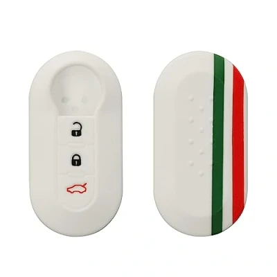 Afbeelding van kwmobile Autosleutel hoesje geschikt voor Fiat Lancia 3 knops inklapbare behuizing in groen / rood wit Italiaanse Strepen design