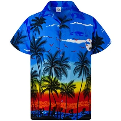 Afbeelding van King Kameha Funky Hawaïhemd voor heren, casual, met knoopsluiting, korte mouwen, uniseks, strand