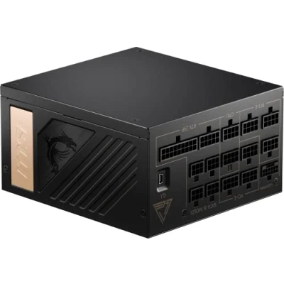 Afbeelding van MSI MEG Ai1300P PCIE5 EU stekker 1300 W 80 Plus Platinum volledig modulair ATX 3.0 ondersteunt PCIe 5.0 GPU Japanse condensatoren Gaming Intelligentie Ommantelde kabel