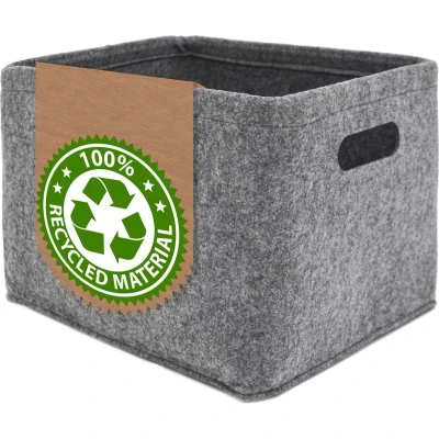 Afbeelding van 100% Gerecyclede Vilten Opbergmand 32x26x23 Organiser Vilt Opbergbak Opvouwbare vo...