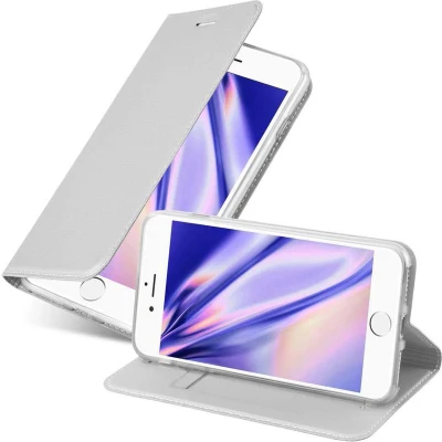 Afbeelding van Cadorabo Hoesje geschikt voor Apple iPhone 7 / 7S 8 SE 2020 in CLASSY ZILVER Beschermhoes met magnetische sluiting, standfunctie en kaartvakje Book Case Cover Etui