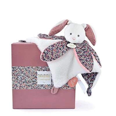 Afbeelding van Doudou et Compagnie Boh&#039;aime knuffeldier met bloemblaadjes roze 27 cm cadeau voor geboorte mooie geschenkdoos machinewasbaar op 30 C zeer zacht om te knuffelen DC4027