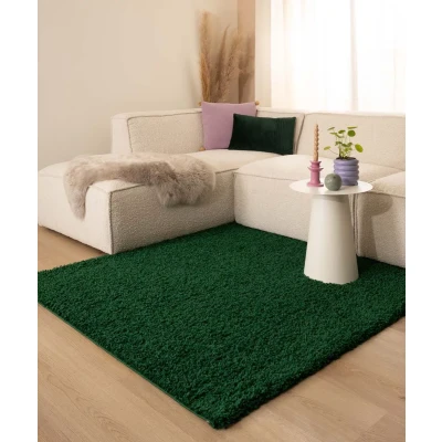 Afbeelding van Vierkant Hoogpolig Vloerkleed Shaggy Trend Effen Jade 160x160 Cm