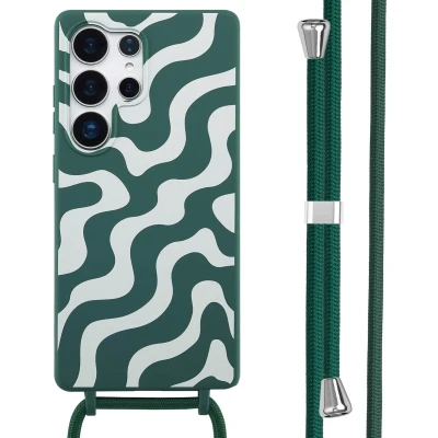 Afbeelding van imoshion hoesje Geschikt voor Samsung Galaxy S25 Ultra met koord Siliconen design Meerkleurig / Petrol Green Groovy