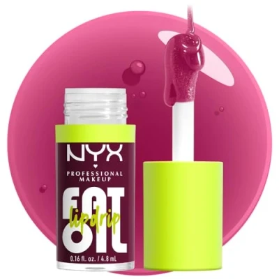 Image de NYX Professional Makeup Gloss Huile à Lèvres de Squalane Fat Oil Lip Drip, Haute Brillance, Fini Non Collant, Hydratation 12H, Applicateur Extra Large, Mûre &amp; Framboise, That&#039;s Chic (04)