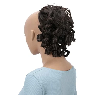 Afbeelding van CAISHA Haarstukje scrunchie updo volumineus bun rommelig krullend chocoladebruin G31L
