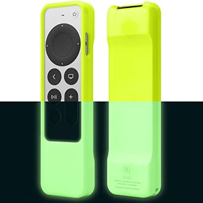 Afbeelding van elago R1 hoes compatibel met Apple TV 4K Siri Remote 3e generatie (2022) en 2e (2021) magnetische technologie, schokdemping, volledige toegang tot alle functies (neongeel)